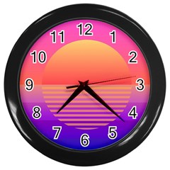 Sunset Summer Time Wall Clock (black) by Salman4z