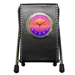 Sunset Summer Time Pen Holder Desk Clock by Salman4z