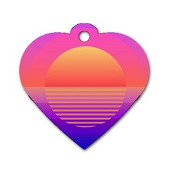 Sunset Summer Time Dog Tag Heart (one Side) by Salman4z