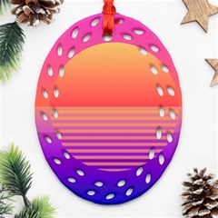 Sunset Summer Time Oval Filigree Ornament (two Sides) by Salman4z