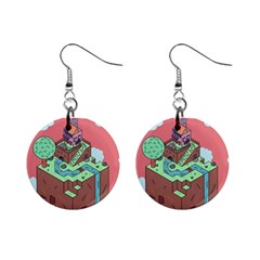 Minimal Digital Cityscape Mini Button Earrings by Salman4z