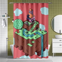 Minimal Digital Cityscape Shower Curtain 48  X 72  (small)  by Salman4z