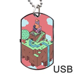 Minimal Digital Cityscape Dog Tag Usb Flash (two Sides) by Salman4z