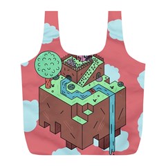 Minimal Digital Cityscape Full Print Recycle Bag (l) by Salman4z