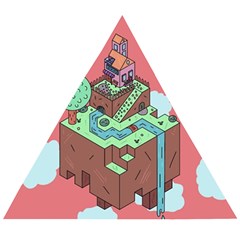 Minimal Digital Cityscape Wooden Puzzle Triangle