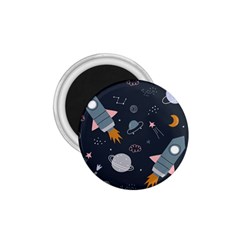 Space Background Illustration With Stars And Rocket Seamless Vector Pattern 1 75  Magnets by Salman4z