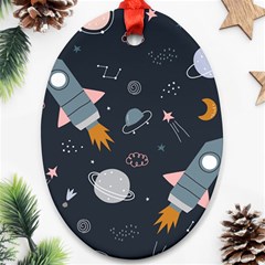 Space Background Illustration With Stars And Rocket Seamless Vector Pattern Ornament (oval) by Salman4z