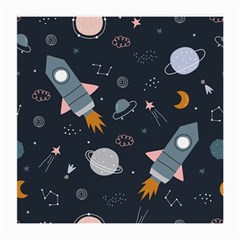 Space Background Illustration With Stars And Rocket Seamless Vector Pattern Medium Glasses Cloth by Salman4z