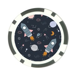 Space Background Illustration With Stars And Rocket Seamless Vector Pattern Poker Chip Card Guard by Salman4z