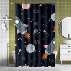 Space Background Illustration With Stars And Rocket Seamless Vector Pattern Shower Curtain 48  X 72  (small)  by Salman4z