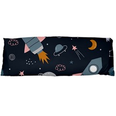 Space Background Illustration With Stars And Rocket Seamless Vector Pattern Body Pillow Case Dakimakura (two Sides)