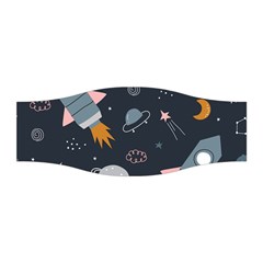 Space Background Illustration With Stars And Rocket Seamless Vector Pattern Stretchable Headband by Salman4z