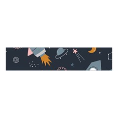 Space Background Illustration With Stars And Rocket Seamless Vector Pattern Velvet Scrunchie by Salman4z