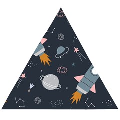 Space Background Illustration With Stars And Rocket Seamless Vector Pattern Wooden Puzzle Triangle by Salman4z