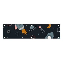 Space Background Illustration With Stars And Rocket Seamless Vector Pattern Banner And Sign 4  X 1  by Salman4z