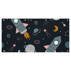 Space Background Illustration With Stars And Rocket Seamless Vector Pattern Banner And Sign 8  X 4  by Salman4z