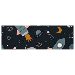 Space Background Illustration With Stars And Rocket Seamless Vector Pattern Banner And Sign 9  X 3  by Salman4z