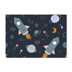 Space Background Illustration With Stars And Rocket Seamless Vector Pattern Crystal Sticker (a4) by Salman4z