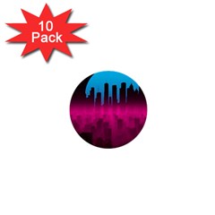 Futuristic Cityscape 1  Mini Buttons (10 Pack) 