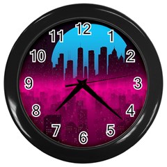 Futuristic Cityscape Wall Clock (black) by Salman4z