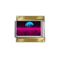 Futuristic Cityscape Gold Trim Italian Charm (9mm)