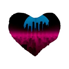 Futuristic Cityscape Standard 16  Premium Flano Heart Shape Cushions by Salman4z