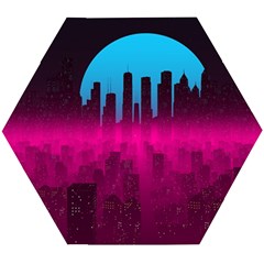 Futuristic Cityscape Wooden Puzzle Hexagon by Salman4z