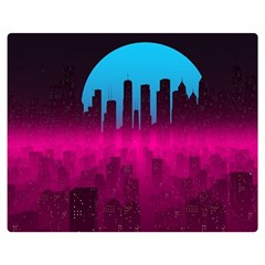 Futuristic Cityscape Premium Plush Fleece Blanket (medium) by Salman4z