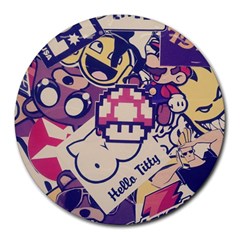 Retro Cartoon Hello Titty Parody Round Mousepad by Salman4z