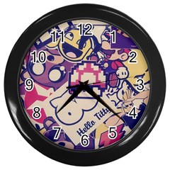 Retro Cartoon Hello Titty Parody Wall Clock (black) by Salman4z