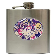 Retro Cartoon Hello Titty Parody Hip Flask (6 Oz) by Salman4z