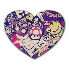 Retro Cartoon Hello Titty Parody Heart Mousepad by Salman4z