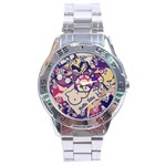 Retro Cartoon Hello Titty Parody Stainless Steel Analogue Watch Front