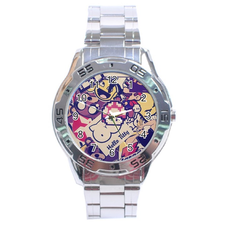 Retro Cartoon Hello Titty Parody Stainless Steel Analogue Watch