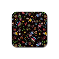 Cartoon Texture Rubber Square Coaster (4 Pack) by Salman4z