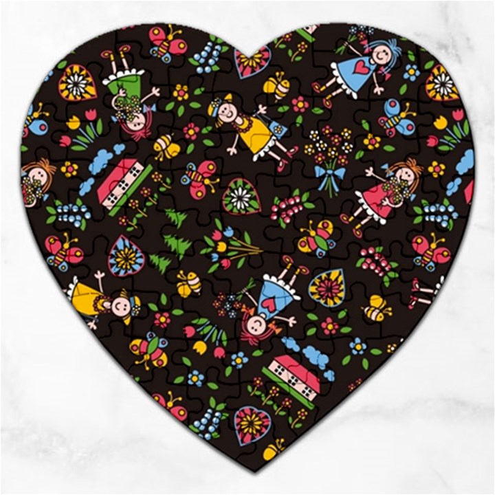 Cartoon Texture Jigsaw Puzzle (Heart)