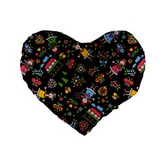 Cartoon Texture Standard 16  Premium Flano Heart Shape Cushions by Salman4z