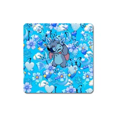 Blue Stitch Aesthetic Square Magnet by Salman4z