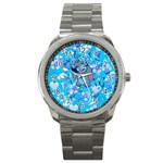 Blue Stitch Aesthetic Sport Metal Watch Front