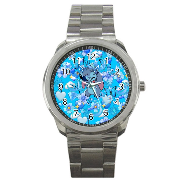 Blue Stitch Aesthetic Sport Metal Watch