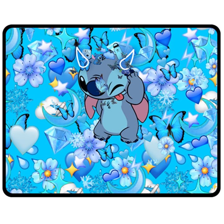 Blue Stitch Aesthetic Fleece Blanket (Medium)