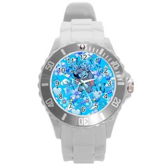 Blue Stitch Aesthetic Round Plastic Sport Watch (l) by Salman4z