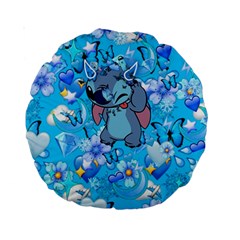 Blue Stitch Aesthetic Standard 15  Premium Round Cushions by Salman4z