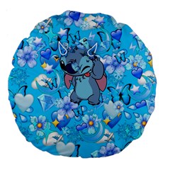 Blue Stitch Aesthetic Large 18  Premium Flano Round Cushions by Salman4z