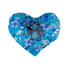 Blue Stitch Aesthetic Standard 16  Premium Flano Heart Shape Cushions by Salman4z