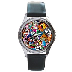 Cartoon Explosion Cartoon Characters Funny Round Metal Watch by Salman4z