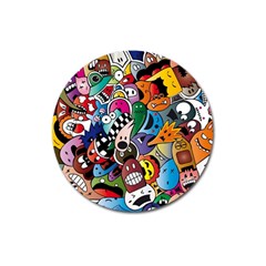 Cartoon Explosion Cartoon Characters Funny Magnet 3  (round) by Salman4z