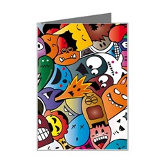 Cartoon Explosion Cartoon Characters Funny Mini Greeting Card by Salman4z