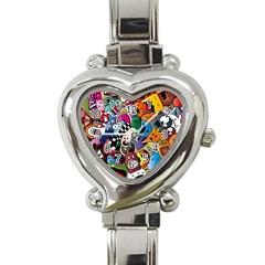 Cartoon Explosion Cartoon Characters Funny Heart Italian Charm Watch by Salman4z