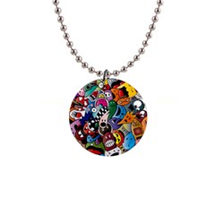 Cartoon Explosion Cartoon Characters Funny 1  Button Necklace by Salman4z